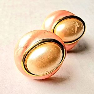 Vintage Napier screwback pearl and soft pink with gold trimming earrings